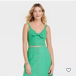 NWT -Women's XL Perfect Mint Tie-Front Cropped Tank Top - Unversal Thread